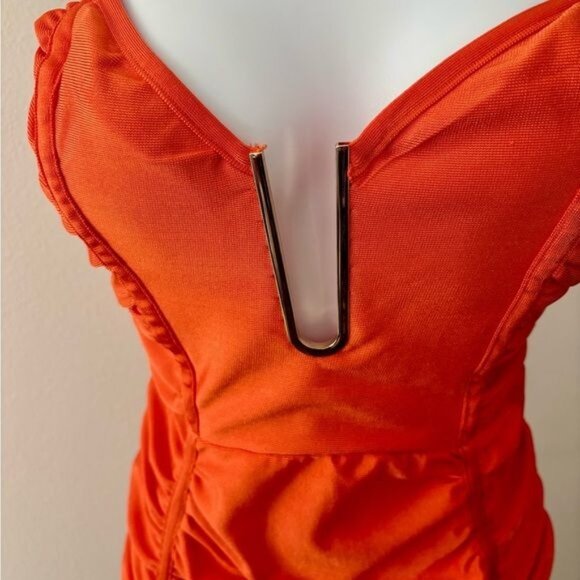 Y2k Fashion Nova Dress Large BodyCon Ruched Mini Satin Festival Boho Glam Indie - Picture 10 of 12